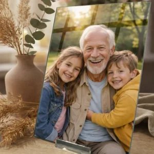 Personalizowana Szklana Karta ze Zdjęciem – Prezent dla Babci i Dziadka