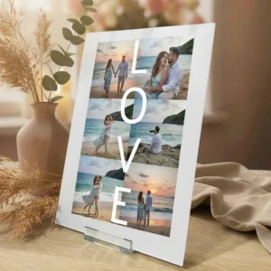 Personalizowana Szklana Karta LOVE ze Zdjęciami – Kolaż Wspomnień